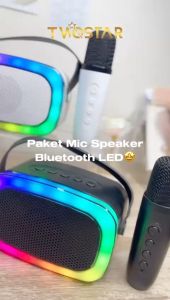 TWOSTAR Mic Speaker Bluetooth Wireless Karaoke LED RGB Suara Jernih
