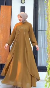 Liora Dress Ceruty Apk Swarovski Gamis Wanita Simple Dan Elegan Dress Kondangan Dewasa Mewah