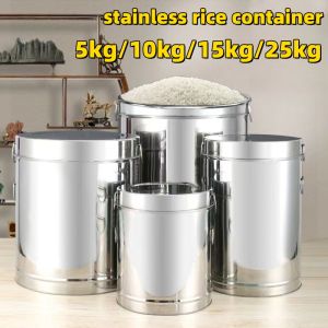 stainless rice dispenser aesthetic 25 kg /10kg/5kg/50kg capacity rice storage container rice box rice bucket lalagyan ng bigas rice cylinder with lid cereal flour container air tight container storage