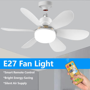 LED Ceiling Fan Light E27 with Remote Control Dimming 3-speed Wind Speed for Living Room Study Home Use Electric Fan Fixture