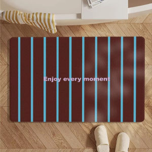 VIKAMA Retro Striped Bathroom Mat Water-Absorbent & Quick-Drying Door Mat for Bathroom Anti-Slip Kitchen Rug Home Decor