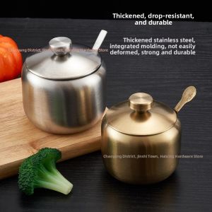 ZHENTAIYUAN | Creative 304 Stainless Steel Seasoning Bottle Gold With Spoon