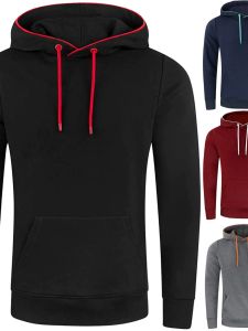 เสื้อสเวตเตอร์คอปกแขนยาวทรงหลวมสีพื้นพร้อมฮู้ดสำหรับผู้ชาย ผ้าโพลีเอสเตอร์ ฤดูใบไม้ผลิ 2023 เสื้อสเวตเตอร์คอปกสวมหัว