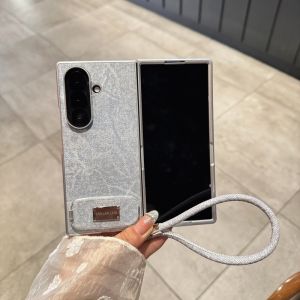 Fashionable Luxury Denim Pattern Mirror Surface Flip Cover Case for Samsung Galaxy Z Fold7 Dual-Sided Protection Lightweight