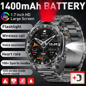 LIGE | LIGE New Outdoor 1400mAh Large Battery Smart Watches 1.7" AMOLED Screen LED Flashlight Bluetooth Call Health Monitor Smartwatch