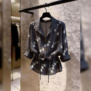 Floral Tie-waist Slimming T-shirt