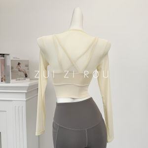 เสื้อโยคะแขนยาวสำหรับผู้หญิง ทรงสลิมฟิต ระบายอากาศได้ดี ดูดซับเหงื่อ ป้องกันแบคทีเรีย วัสดุโพลีเอสเตอร์ โพลีอะซิเตท