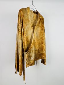 Retro Chinese Style Silk Blouse V-Neck Printed Asymmetrical Hem Elasticity Long Sleeve Womens Fashion Top Chic New Design