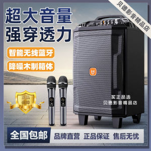 Bed Audio Outdoor High Power Bluetooth K-Song Performance Square Dance Speaker Large Volume Super Large Wood Shell Stereo Sound