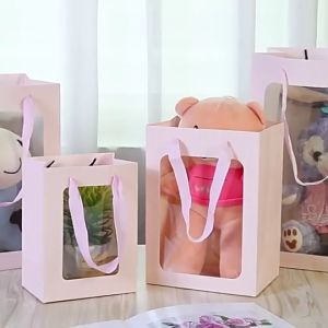 PaperBag Tali Untai Pink | Tas Belanja Windows Pink | PaperBag Mika Hampers Souvenir Ulang Tahun