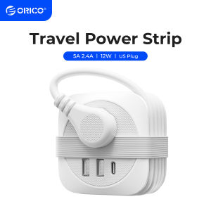 ORICO USB C Travel Power Strip Portable Power Strips 110-240V USB Extension Cord with Flat Plug and 120cm Wrapped Around Extension Cord for Cruise Travel Home Office