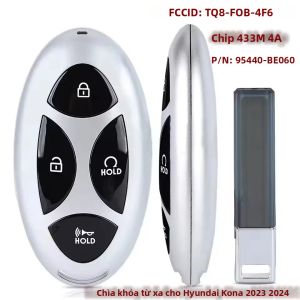 Chìa Khóa Thông Minh Hyundai Kona 2023-2025 4 Nút Mã 95440-BE060 FCCID:TQ8-FOB-4F6 Tần Số 433M Chip 4A Mới Chất Liệu ABS+Kim Loại