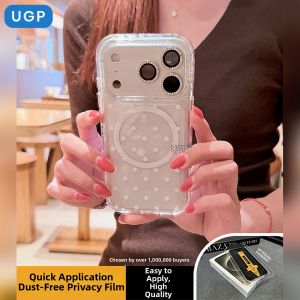 UGP | Transparent Dotted Aesthetic Magnetic Phone Case Stand Shockproof