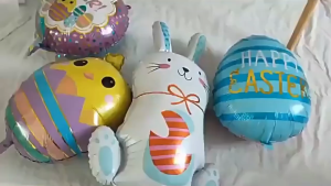 SHUAIAN Balon Foil Tema Hari Paskah Karakter Kelinci Putih Telur Happy Easter Egg Rabbit Dekorasi Paskah