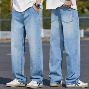 Fashion Thin Baggy Jeans Mens Spring Summer Casual Straight Wide Leg Denim Pants Streetwear Breathable Vintage Loose Trousers