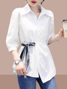 Stylish Spring French Design Blending Waist-Covering 3/4 Sleeve Shirt