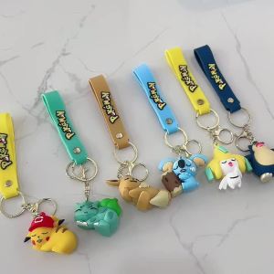 Bandai | 1 Pc Anime Pokemon Sleep Action Figures Keychain Cute Eevee Pikachu Snorlax Bulbasaur Pvc Model Collection Kid Gift Toy
