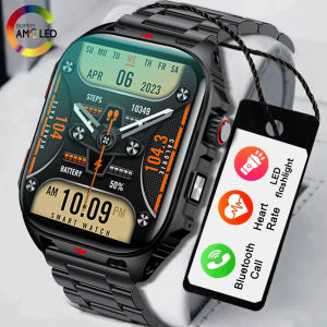 New Military Outdoor Smart Watch Men IP68 Waterproof LED Flashlight 400 mAh Battery Health Monitoring Bluetooth Call Smartwatch