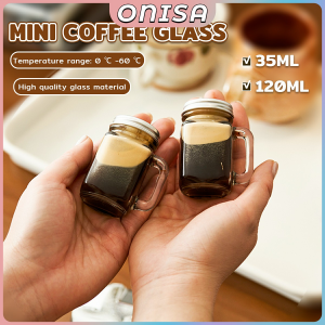 Onisa Mini Mason Jar Glass Espresso Cup with Lid and Handle Mug Leakproof Liquid Sub-package Bottle 35ml 120ml