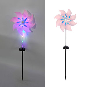 Solar Powered LED Windmill Garden Lights Colorful Pinwheel Stake Lights Outdoor Decor for Patio Lawn Yard Pathway Holiday