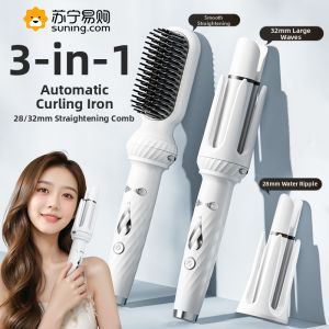 Automatic 32mm Three-in-One Curling Iron Straightening Comb Long-lasting Styling Large Curl Wave Hair Styling Tool Dooraa YS218