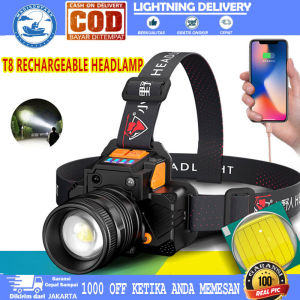 Headlamp Rechargeable untuk Camping & Lampu Depan untuk Memancing