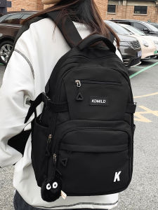 OUDENGPAI | กระเป๋าเป้สะพายหลังนักเรียนมัธยมปลาย ความจุขนาดใหญ่ สีดำ กระเป๋าสะพายไหล่แบบสองข้างสำหรับผู้หญิง กระเป๋าสะพายไหล่แบบลำลอง