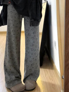 กางเกงขายาวทรงหลวมสไตล์ลำลองสำหรับผู้หญิง กางเกงขายาวทรงหลวมสบายๆ ทรงตรง ลายพิมพ์ ผ้าโพลีเอสเตอร์ ฤดูร้อนปี 2025