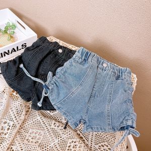 Thời Trang Sành Điệu Thoải Mái Dây Rút Denim Quần Short Quần Đùi Dành Cho Bé Gái Mùa Hè Phong Cách Mới Phiên Bản Hàn Quốc Cotton Vải Bông Chất Liệu Ngắn Eo Giữa Eo Quần