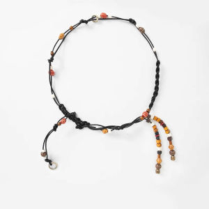 BILLI ZILLY | สร้อยเอวกระดูกอ่อนถักแบบเข็มขัดสำหรับผู้หญิง โซ่กระดูกอ่อนสีเหลืองและส้ม สไตล์ชาติพันธุ์ย้อนยุค โซ่เอวแบบถักลายดั้งเดิม