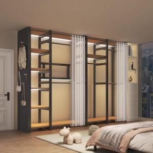 Open Design Multi-level Steel and Wood Wardrobe