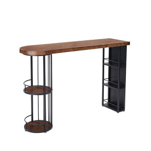 American Country Style Iron Art Solid Wood Bar Counter Partition High Table against Wall Long Table Chair Combination