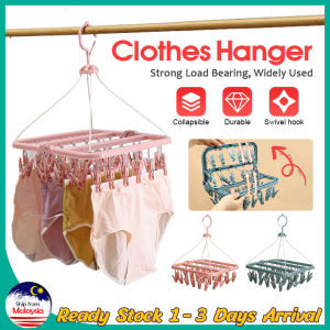 32 Clip Portable Collapsible Plastic Hanger windproof drying Clothes Multifunction Windproof Hanger Drying Rack Socks Clip Hanger Baby Cloth Drying Rack