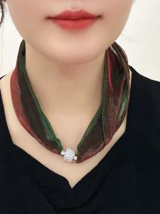 Khăn Choàng Lụa Nhiều Màu Sắc Thanh Lịch Mùa Hè Mỏng Cho Nữ Xuân Thu Bảo Vệ Cổ Vòng Cổ Từ Tính Vòng Cổ Trang Sức