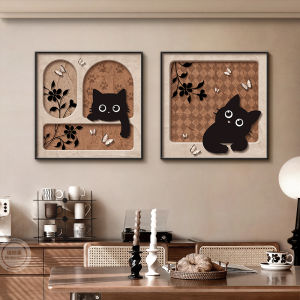 RUIBAHAO | Vintage French Cat Wall Art Decor Set