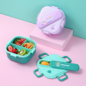 2 Layer Bento Box Lunch Box Compartment Microwave Safe with Fork and Spoon Bento Box for Child School Office Food Fresh