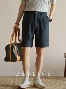 UBV | Durable Lustrous Rayon-Wool Blend Shorts Single Pleat Five-Division