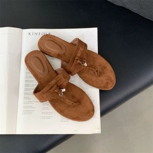Lambskin! Flip-Flops This Year Popular Hot-Selling Product Can Be Outwear Soft Bottom Storm Niche Style Flip Toe Flat Slippers Women