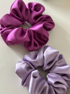 Large Size Purple Satin Hair Ties: French Vintage Style Hair Bands & Fashionable Korean Style Hair Accessories