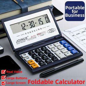 MIVOFIVO | Small Portable Folding Flip Cover Voice Calculator Large Buttons Dual Power Big Screen Business Finance Use