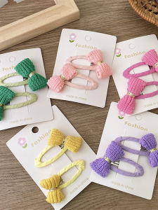 Handmade น่ารักผีเสื้อคลิปผมผ้าห่อเส้นด้ายเด็กอุปกรณ์เสริมผมชุด 2 < Ne1> Candy สี