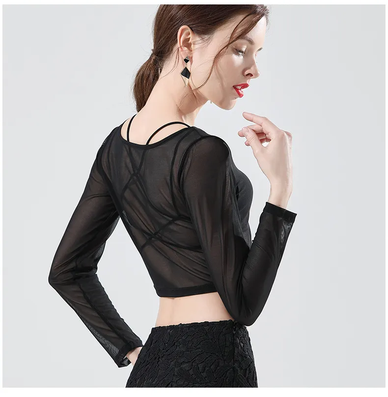 Blouse Half Short Lace Bottoming Shirt Women's Long Sleeve Thin