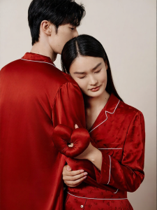 JINSANTA | 100% Silk Red Couple Home Wear