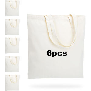 Canvas Tote Bag 6 Pack Sublimation Tote Blank Lightweight Reusable Grocery Bags Sustainable Eco Friendly Use for DIY Gift Bags