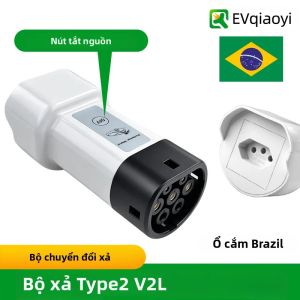 Bộ Sạc EVqiaoyi Type2 V2L 16A Nút Tắt Nguồn Phích Cắm Xe Sang Thiết Bị Dành Cho Xe Năng Lượng Mới MG BYD Brazil Đạt Chuẩn IP54