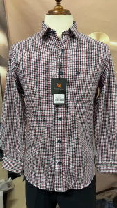 Sơ Mi Caro Tay Dài Màu Đỏ - Xanh Navy - Trắng Form Tailor Fit Chống Nhăn Lai Bầu - Áo Nam Khatoco