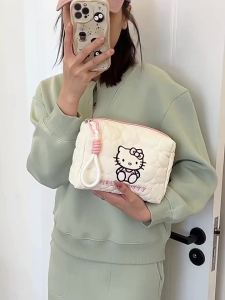 กระเป๋าเครื่องสำอาง Sanrio Hello Kitty ของแท้ 100% กระเป๋าใส่เครื่องสำอางลายการ์ตูน กระเป๋าถือเดินทางแบบพกพาสำหรับเด็กผู้หญิง ความจุขนาดใหญ่ ของขวัญวันเกิด Kuromi เมโลดี้ 3100-1328