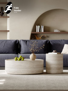 Tide leader | Minimalist Artistic Travertine Circular Coffee Table