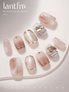 LANTINGFANG | Handmade Peach Pink Cat-eye Press-on Nails