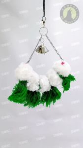 SEMPATI Ayunan Bola Wol Kapas Puffy Mainan Burung Lovebird Kenari Parkit Nuri Beo Merpati Sugar Glider Hamster Marmut Tangkringan Tenggeran Gantung Plus Lonceng GTLPT